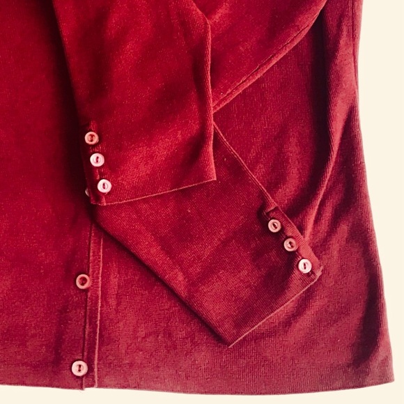 ANN TAYLOR Women’s Silk-Blend Cardigan Sweater size Small ~ Cranberry Red - Picture 4 of 7